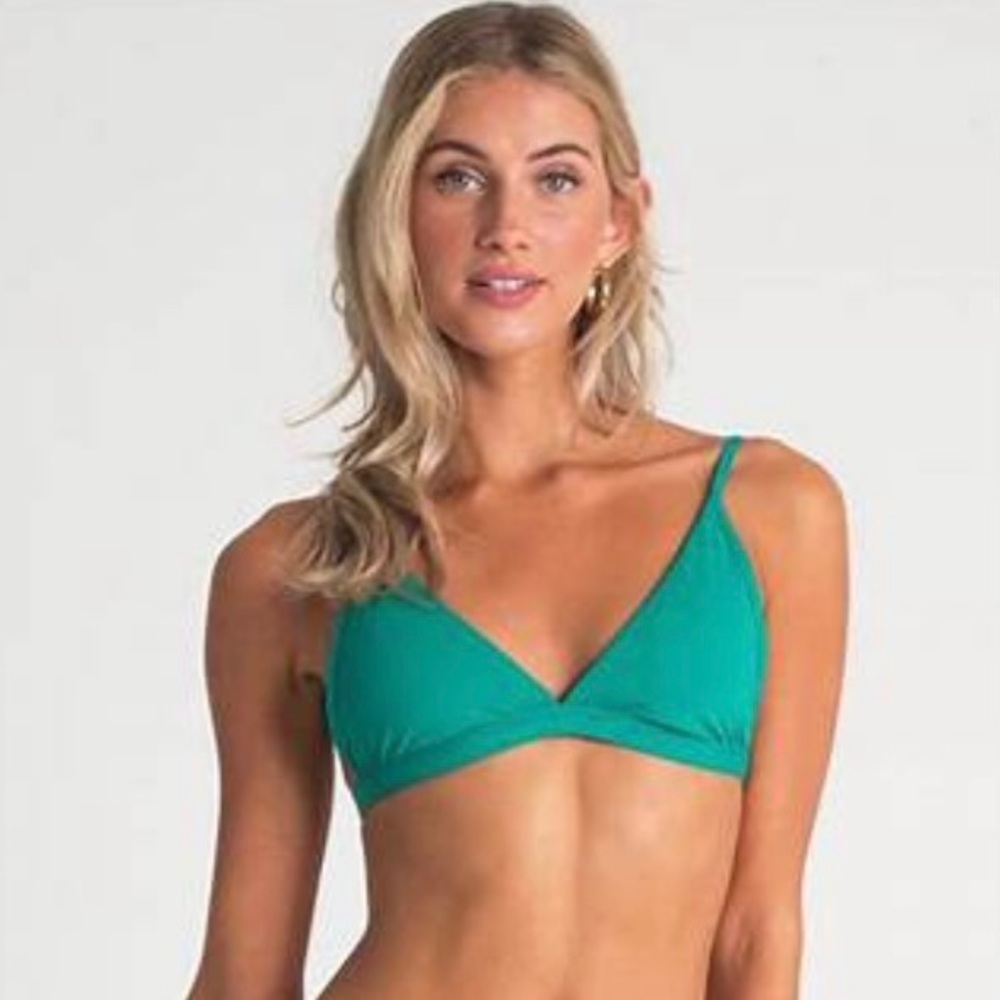 Billabong Sol Searcher Triangle Bikini Top Jade Green Medium M NWOT